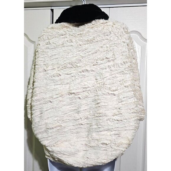 Faux Fur Cape Jacket Coat Vintage Lala Original White Black Red Recycled Cruella - Picture 3 of 8